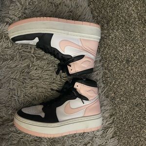 Platform Jordans with side zipper Pink Black and White